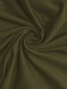 SHEIN LUNE Plus Size Women's Casual Solid Color Slant Pocket 3/4 Pants - Olive Green - View 8