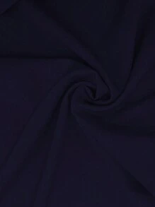 2 件套大码女式纯色圆领短袖不对称下摆上衣和热带植物图案裤子 - 藍色 - 查看 3