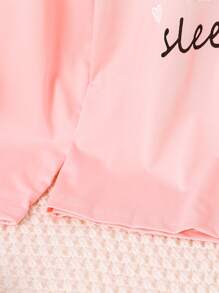 Genkimix Kids Tween Girl Stylish Pink Eyelash Print Long Sleeve Top And Pants 2 Pieces Pajama Set, Comfortable Home Outfit