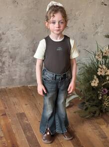 DAZY Young Girl Flare Leg Denim Pants, Fall - Dark Wash - View 5