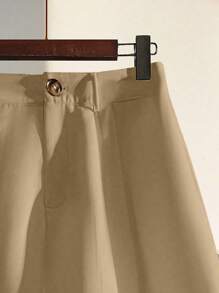 Franclia Women's Pleated Casual Shorts, Solid Color, Fashion, Suitable For Summer - Khaki - View 6