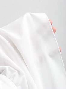 Sweetra Vacation Casual Embroidered Lace Up Backless A-Line Dress - White - View 6