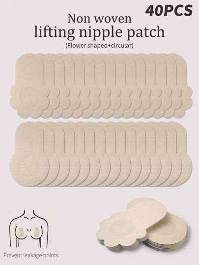 40pcs/Pack Disposable Breast Lift Petals For Women, Invisible, Anti-Sagging, Thin, Non-Woven Fabric, Nipple Coverage, Suitable For Summer & Swimming