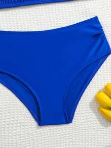 Tween Girl Camisole Tankini Swimwear Youth Girl Swimwear Swim Suit One Piece Swimwear Bathing Suit Set Swimwear Set - Royal Blue - View 3
