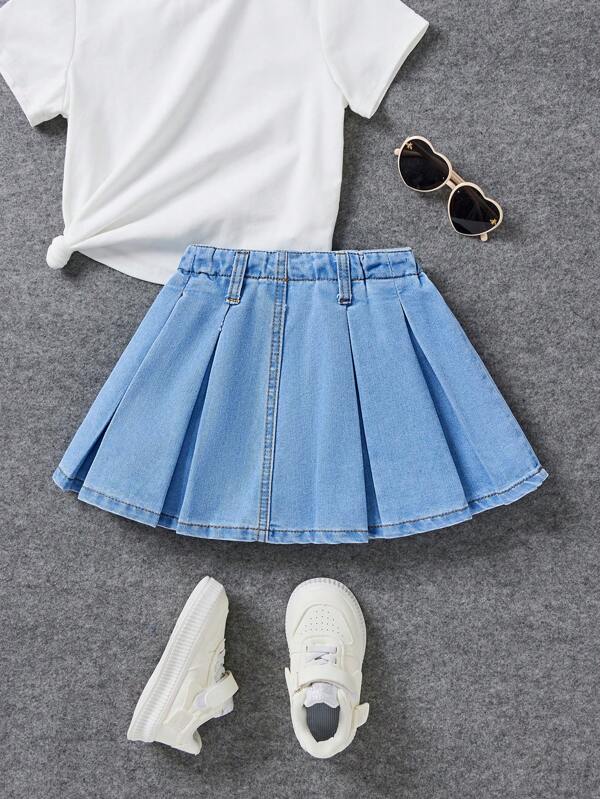 SHEIN Minifalda de mezclilla para niñas jóvenes, moda para el verano