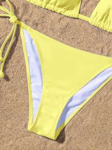 Swim Mod 纯色比基尼泳装 - 黃色 - 查看 4