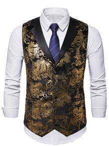 Manfinity AFTRDRK Men's Black And Gold Vest, Fashionable For Formal Occasions