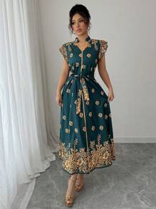 Elenzga Váy tay lỡ in hoa thanh lịch dành cho nữ - Nhiều màu - Xem 6