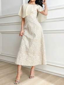 Modelyn Vestito elegante e romantico a tubino in jacquard di lunghezza media, adatto per uso casual quotidiano