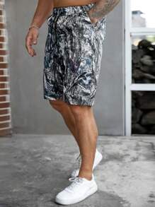 Manfinity LEGND Plus Size Men's Casual Camo Printed Shorts, Summer