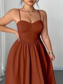 Elenzga Vestido de tirantes de punto elástico de unicolor, elegante y romántico, en talla grande, apropiado para el Día de San Valentín