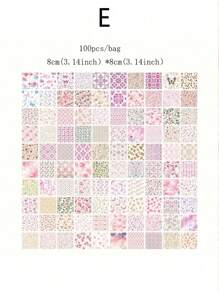 SHEIN 1 Book / 100 Sheets Of Classic Decorative Paper, 6 Styles, 100 Unique Designs, Back To School Supplies, Suitable For Scrapbooking, Journaling, Crafts, Memos And Origami, General Stationery, Makes A Perfect Small Gift