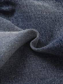 Young Boy Daily Casual All-Match Comfortable Washed Blue Denim 3/4 Shorts, School, Campus, College - Dark Wash - View 4