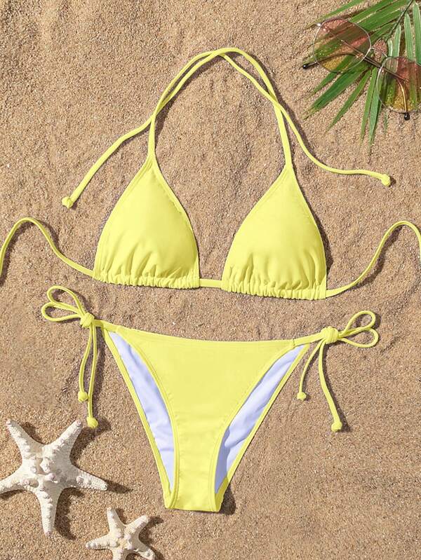 Swim Mod Solid Color Bikini Swimsuit
