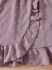 Outfit coordinato mamma-figlia: Abito estivo in jacquard tessuto a trama con maniche corte, per bambina e ragazze, abito casual con vita arricciata e colore tinta unita dolce e adorabile, design alla moda per bambine