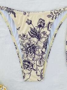 SHEIN Swim Summer Beach Women's Floral Printed Halter Neck Bikini Set Floral Bikinitwo Piece Bikini - Multicolor - View 3