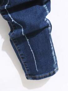 Manfinity Homme Men's Avant-Garde Street Casual Medium Wash Denim Jeans With Zipper Details And Distressed Ripped Design - Medium Wash - View 6