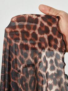 Zolique Falda estilo playa sexy con abertura lateral, estampado de leopardo, para mujer