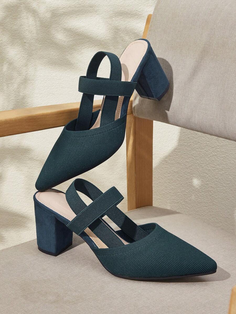 CUCCOO BASICS CUCCOO Women Fashionable Solid Color High Heels, Versatile For Summer For Christmas - Dark Green - View 1