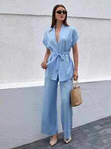 EURMUSE Pink Two  Pieces Cozy Sets - Baby Blue - View 7