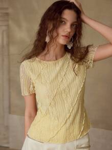 MOTF PREMIUM APPLIQUES SHORT SLEEVE T-SHIRT - Yellow - View 1