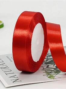 SHEIN 1pc Satin Ribbon(22 Meters/Roll),Double Faced Satin Ribbon For DIY Rose Decor, Gift Wrapping - Wedding Party Bow Ribbon For Table Chair Decoration, Flower Door, Gift Box, Cake Decor, Apparel Accessories, Weaving ,Creates Elegant Festive Atmosphere,Bow Ribbon(0.6/1/1.5/2/2.5/4/5 Cm Width) - Red - View 5