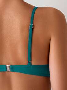 Swim Basics Women's Solid Color Loose Bikini Top, Vacation & Beach For Summer - Teal Blue - View 5