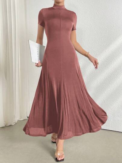 Mulvari 女式夏季优雅纯色立领连衣裙