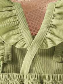 2pcs Infant Cute Rabbit Embroidery & Detachable Fuzzy Ball Suspender Bodysuits & Camisole Set, Summer - Green - View 6