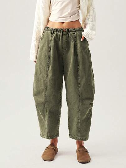 Bohemela Pantalones de vacaciones de unicolor, simples y de moda para mujer