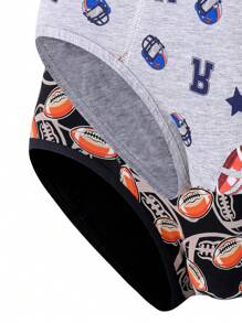 4pcs Teen Boys' Black Gray Football Print Comfortable Cotton Briefs, All Season Back To School Fashion - Multicolor - View 3