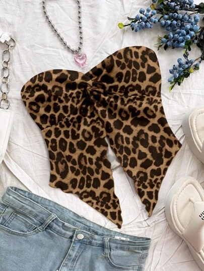 Soleia Blusa de mujer casual y sencilla con estampado de leopardo, apta para el verano