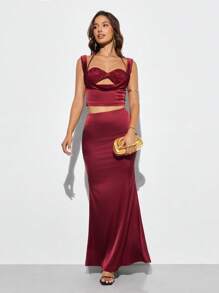 SHEIN BAE 女士时尚金属效果晚会手拿包 - 金色 - 查看 7