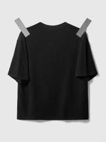 ROMWE MEN Street Life 男士朋克骷髅印花圆领短袖T恤，适合夏季 - 黑色 - 查看 2