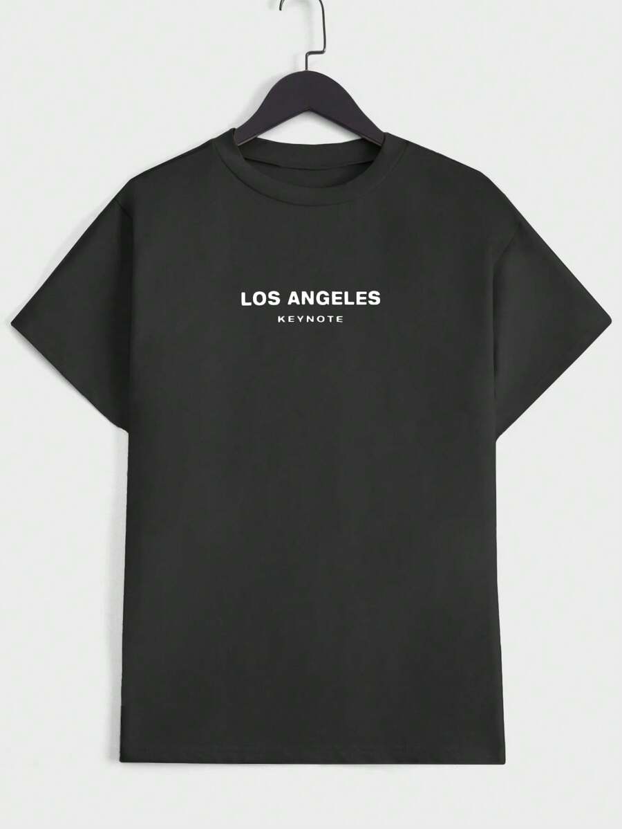 RueChic T-shirt décontracté d'été pour homme, col rond, manches courtes, motif lettre