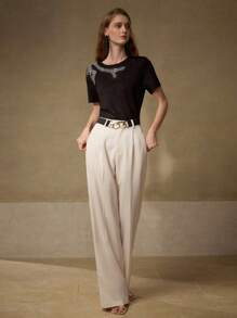 MOTF PREMIUM Pantaloni con pince e cintura