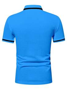 Manfinity Mode Camisa polo de manga corta con ribete de contraste, diseño minimalista y de moda, adecuada para el verano