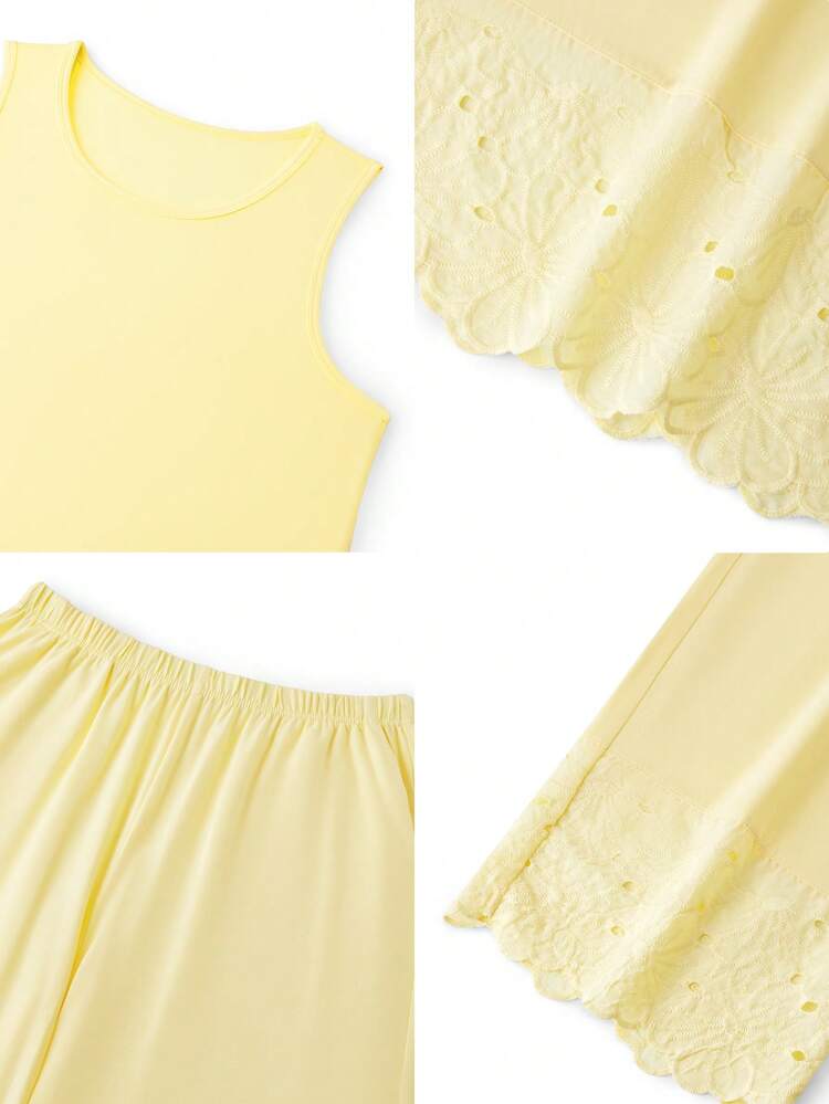 Embroidered Long PJ Set Cotton Bridesmaid Women Pijamas