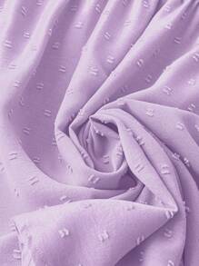 大码纯色提花休闲衬衫，适合新年日常穿着 - 淡紫色 - 查看 4