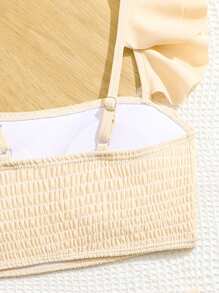 Tween Girls' Summer Vacation Beach Ruffled Tankini Set - Apricot - View 5