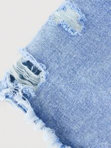 SHEIN Girlism Tween Girls' Spring And Summer Boho Ripped High Waist Wrap Front Denim Skort,Tween Girl Summer Break Outfits