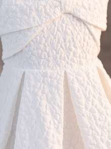 SHEIN Young Girl (Small) Mesh Beaded Water Drop Woven Dress - White - View 4