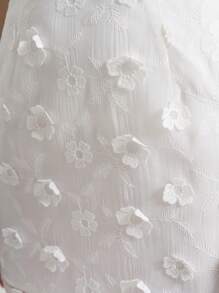 Ontre Váy ngắn trang trí applique mùa hè dành cho nữ năm 2025, váy trắng thanh lịch, trang phục đô thị & nghỉ dưỡng thời trang, vải hoa 3D, món đồ sang trọng, đi làm & nghỉ dưỡng duyên dáng - Màu vàng - Xem 6