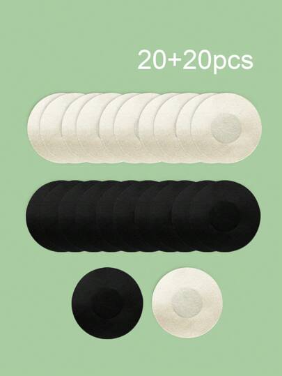 40 件装黑色圆形防擦伤运动乳头贴，采用斜纹布制成