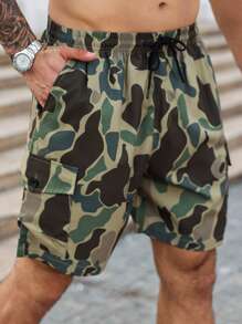 Manfinity Homme Plus Size Men's Casual Summer Camouflage Printed Cargo Shorts