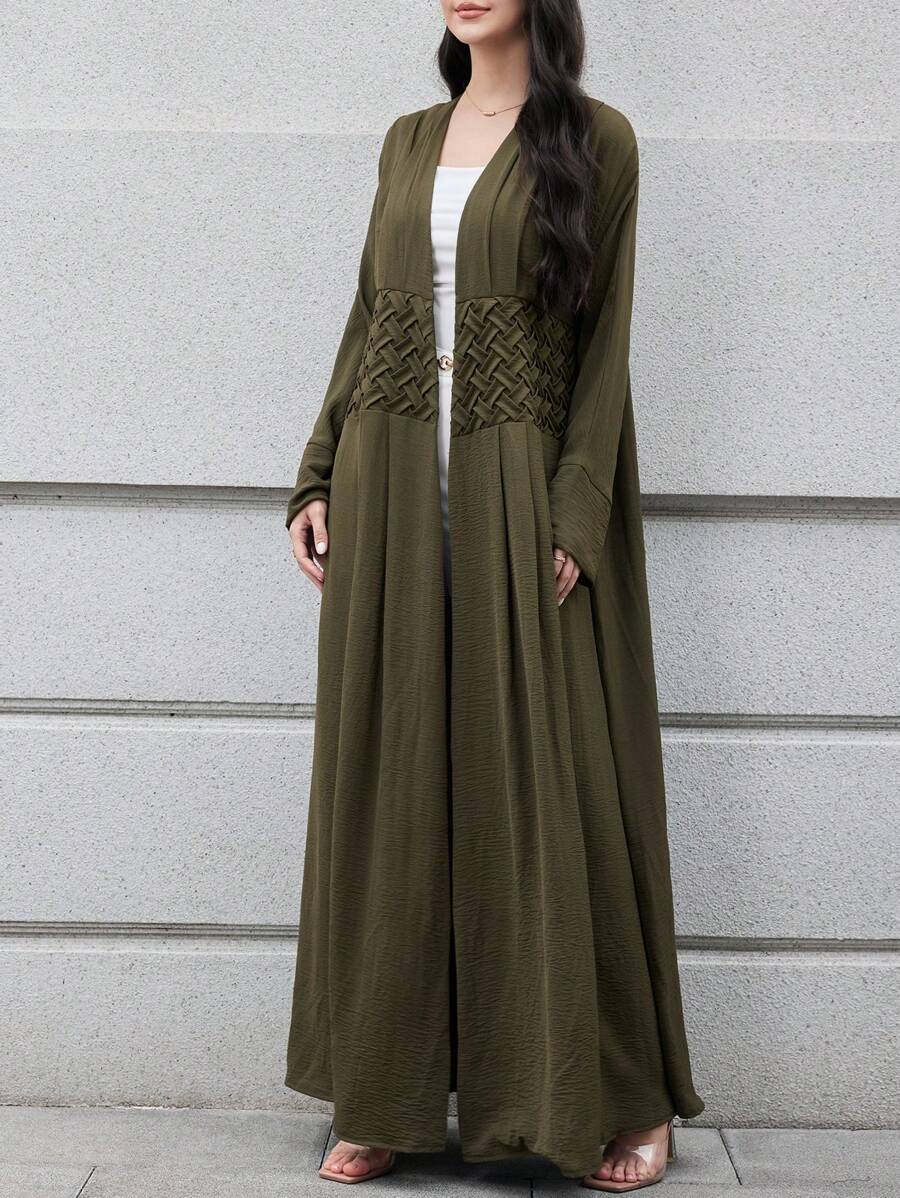 Yasmyna Women's Elegant Solid Color Extra Long Arabic Abaya, Modest Robe - Army Green - View 1
