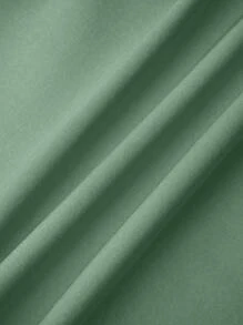 TaskEZ 2pcs Contrast Trim Casual Short Sleeve Top And Solid Color Pants Uniform Set, Scrub Sets - Mint Green - View 7