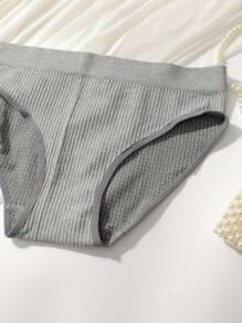 Women's High Stretch Plain Multicolor Casual Briefs 4 PCS Set - Multicolor - View 3