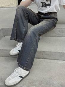 DAZY Tween Girl Denim Bell Bottom Pants - Dark Wash - View 6