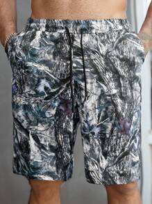 Manfinity LEGND Plus Size Men's Casual Camo Printed Shorts, Summer